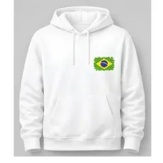Moletom Canguru com bolso Unissex com Toque Macio e Confortável em Algodão Estampa do Brasil