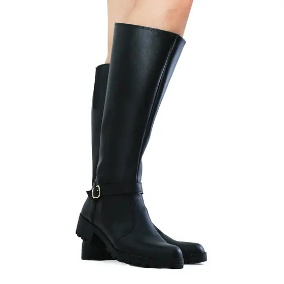 Bota Feminina Linda Moça Cano Longo Montaria Confort Preta
