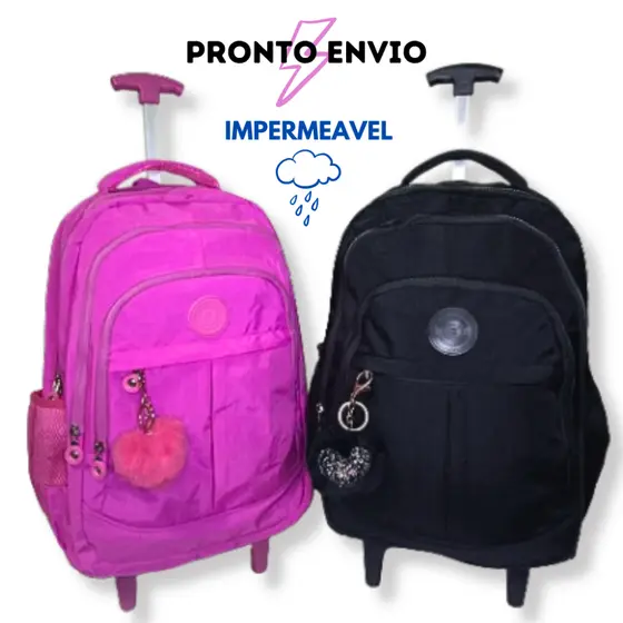 Mochila Rodinha Reforçada Juvenil Feminina Boa Qualidade Estilo Tactel Escolar
