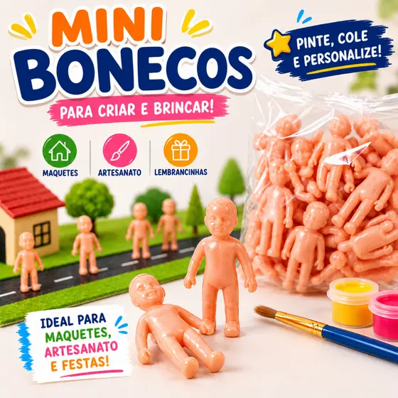 Mini Boneco Plástico 5,5cm Maquete Artesanato Lembrancinha