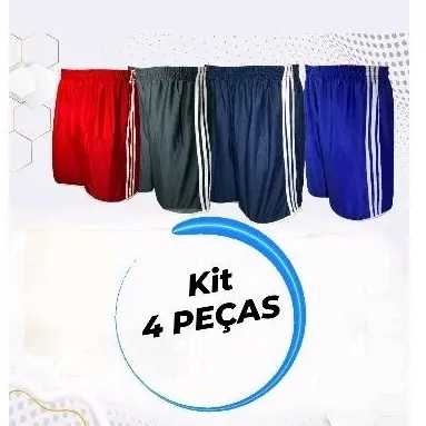 KIT 4 SHORTS MASCULINO CONFORTÁVEL ACADEMIA CORRIDA FUTEBOL.