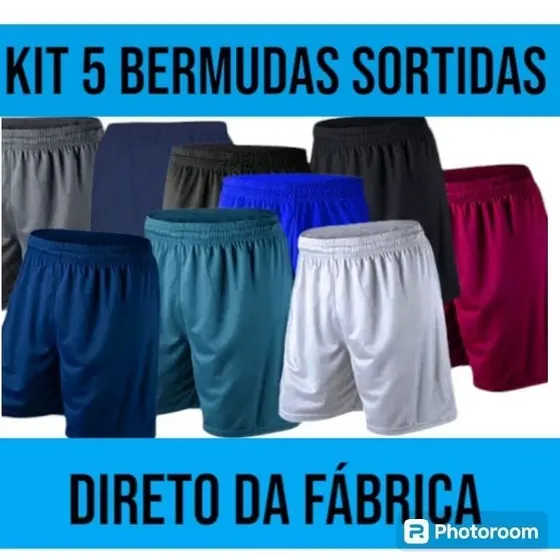 KIT 5 BERMUDAS CALÇÃO MASCULINO SORTIDOS.