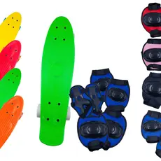 Skate Cruiser Penny Mini Longboard Completo Montado + Kit Joelheira Cotoveleira e Protetor de Punho