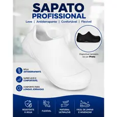 Sapato Babuche Profissional Antiderrapante para Enfermagem Hospital Cozinha Açougue Restaurante Unissex