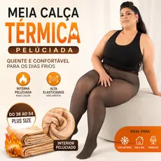 Meia Calça Térmica Forrada Pelúcia Peluciada Aveludada Pelinho Translúcida Inverno Frio Premium