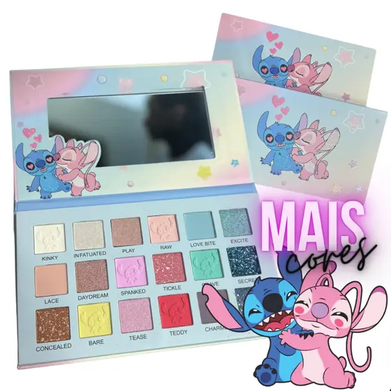 Make Stitch Maquiagem Sombra Brilho Iluminador Menina Presente Kit Completo Premium