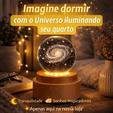 Luminária Mesa Em Esfera de Cristal 3d Giratória Decorativa Abajur