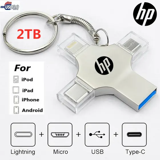 Pendrive 2TB 4 Em 1 flash USB 3.0 Bastão De Memória OTG Velocidade Rápida Tipo C Para i/O/S/Tablet/Android/Smartphone/PC