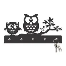 Porta Chaves Corujinhas MDF Preto Fosco