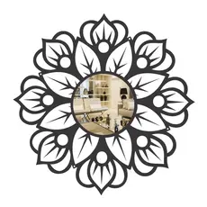 Espelho Decorativo Mandala Floresta MDF Preto Fosco em 3 Tamanhos