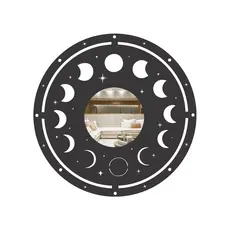 Espelho Decorativo Fases da Lua MDF Preto Fosco em 3 Tamanhos