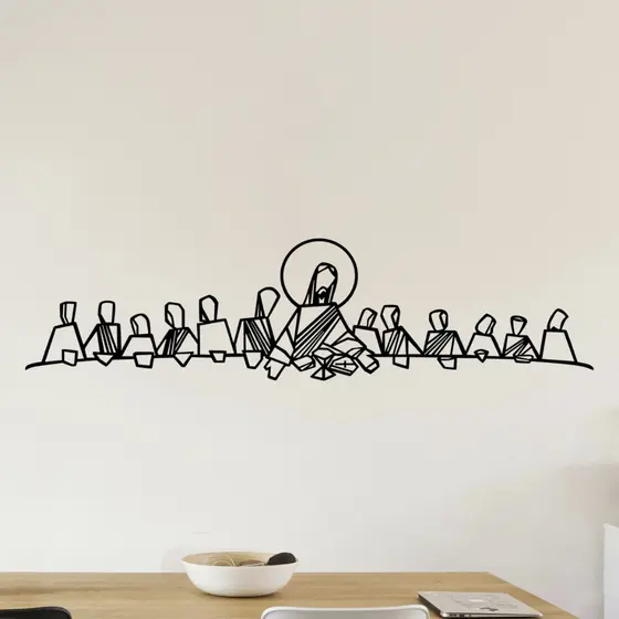 Quadro Decorativo Santa Ceia Releitura MDF Preto Fosco