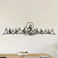 Quadro Decorativo Santa Ceia Releitura MDF Preto Fosco