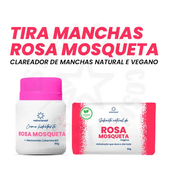 Kit Pomada Clareadora + Sabonete em Barra  rosa mosqueta Tira Manchas A Solução para  Pele Impecável