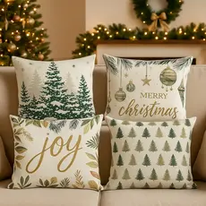 Kit 4 Capas de Almofada Natal 43x43 - Diversas Estampas de Natal Decoração Natalina