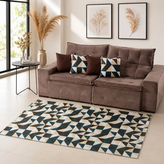 Kit Tapete Sala 2m X 1,40m / 1m X 1,40m + 04 Capas Para Almofada Casa