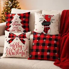 Kit Decorativo com 04 Capas de Almofadas Natalinas
