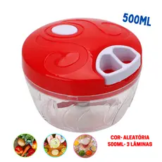 Triturador Multi Processador Para Temperos Alho e Ervas 500ml Tampa Vermelha
