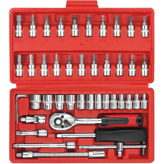 Maleta Estojo Kit Ferramentas Completa Kit 46 Chave Catraca Jogo De Soquetes Allen Torx Ferramentas