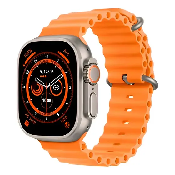 Relógio Inteligente Smartwatch Genérica T800 Ultra Tela de 1.99" Com Pulseira De Silica Gel - Cor Laranja