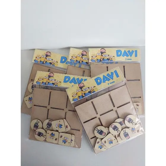 Kit 30 Jogo da Velha Personalizado com Sacolinha | Lembrancinha de Aniversário Criativa