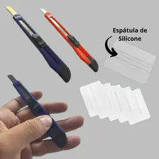 Kit Espátula de Silicone Flexível e Estilete Para envelopamento e Aplicação De Adesivo Vinil