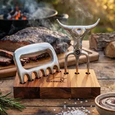 Kit Garfo Tridente e Garra de Urso Desfiador Alumínio Maciço para Churrasco