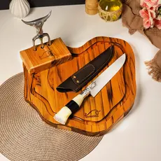 Kit Churrasco para Presentear com Tábua Garfo Tridente e Faca 8" Dia dos Pais Natal Especial