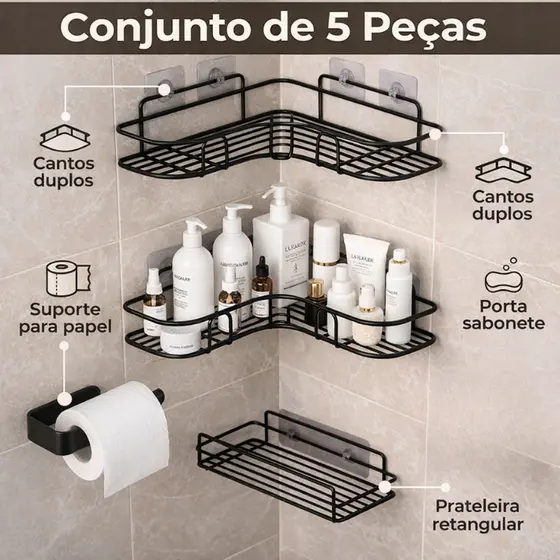 Suportes Prateleira de Canto Organizador Porta Shampoo Resistente