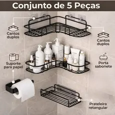 Suportes Prateleira de Canto Organizador Porta Shampoo Resistente