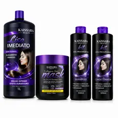 Kit Progressiva Kaissara Beauty – Liso Imediato + Máscara Collagen Hair + Shampoo e Condicionador Pós-Progressiva