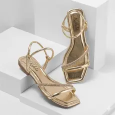 Rasteira Transversal Feminina Metalizada - Elegante, Confortável e Macia Ideal Para Festas, Dia a Dia, Passeios e Praia