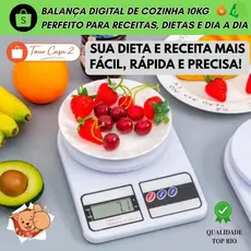 Balança Digital 10Kg Branca Compacta Dieta Receita Cozinha Fitness Fit Artesanato Confeitaria Páscoa