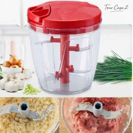 Mini Processador Triturador Manual 700ml 5 Lâminas Portátil Cozinha Prático Alimentos Cozinha Dieta