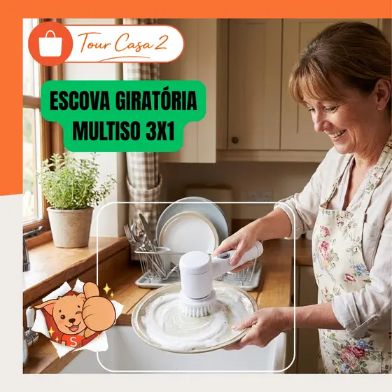 Escova Elétrica Giratória Recarregável USB Multiuso Limpeza geral Casa Sem Fio 3 louça cozinha casa