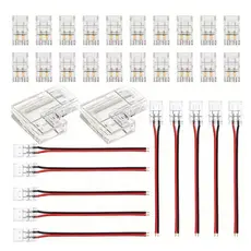 Conector Fita LED 8mm 10mm Emenda Reta L Kit 10 ou 20Peças Fácil Instalação
