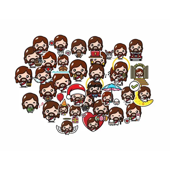 30x Stickers Adesivos colantes Jesus Fofo Religiosos Biblia cristo deus