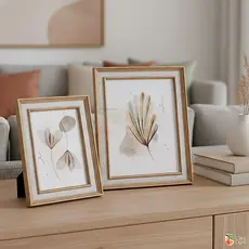 Kit Porta Retratos de Mesa MDF e Vidro Moldura Decorativa de Fotos 10x15cm e 15x20cm