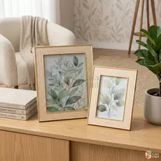 Porta Retrato de Mesa Decorativo Moldura Metalizada Dourada com Vidro para Fotos