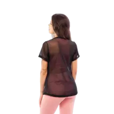 Blusa Feminina de Tule Transparente com Manga Roupa de academia Moda fitness