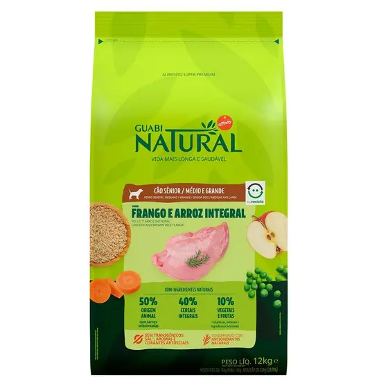 Racao Guabi Nat Caes Senior R. Med/Gran Frango/Arroz 12kg