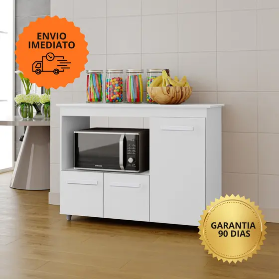 Balcão Multiuso LIZA 3 Portas Com Espaço Para Forno