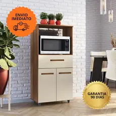 Balcão Multiuso de Cozinha Luna Com Nicho Para Microondas E Forno 1 Gaveta e 2 Portas - MSI