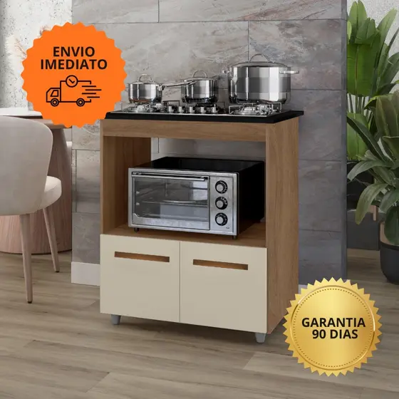 Envio Imediato -Balcão Cooktop ELISA com Espaço para Forno e 2 Portas - MSI