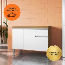 Balcão de Cozinha para Pia 1 metro Pintura UV com Portas e Gaveta - TATIANE