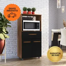 Balcão Multiuso de Cozinha Luna Com Nicho Para Microondas E Forno 1 Gaveta e 2 Portas - MSI