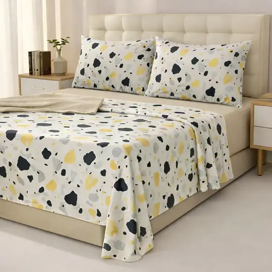 Enxovais Família Conjunto Lençóis Cama Queen 4 Peças Estampados Macio Algodão 1,98cm x 158cm Qualidade
