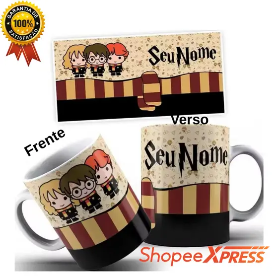 Caneca Personalizada Harry Potter Com Nome 325ml | Fantasia Maroto | Presente Criativo