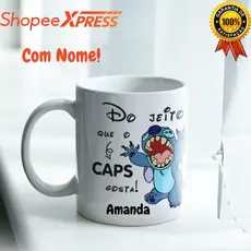 Caneca com Nome Do Jeito Que O CAPS Gosta Xícara Personalizada Disney Porcelana 325ml