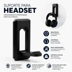 Suporte Invisível Gamer para Headset Fixação de Parede Sem Furo Organizador